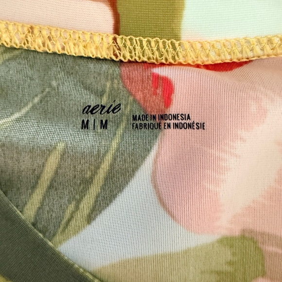 Aerie Floral Swim Top with Knot Detail and Aerie Biker Shorts - Picture 3 of 4